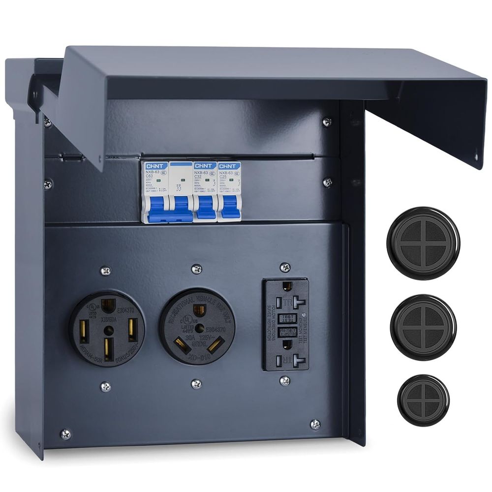 Outdoor Power Receptacle - Panel elektryczny do kampera z wyłącznikiem,