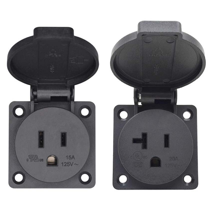 Outdoor Power Receptacle - Czarny 125V 15A 20A IP44 CE